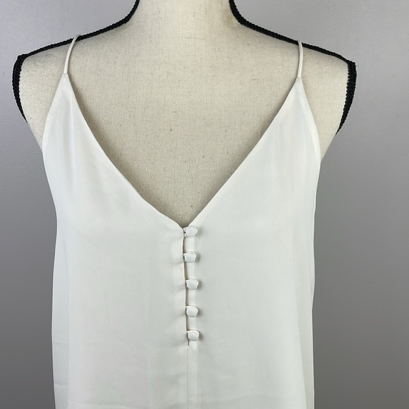 LOFT Women Spaghetti Strap Cream Top Tank Camisole SZ M Flowy Layered V-Neck - Picture 2 of 9